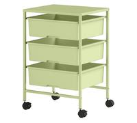 Homcom carrito de almacenamiento de 4 niveles, carrito de cocina con ruedas, 3 cestas, tablero y marco de acero, para salón, baño, oficina, 40,8x33,5x60,5 cm, verde