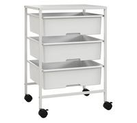 HOMCOM Carrito de Almacenamiento de 4 Niveles, Carrito de Cocina con Ruedas, 3 Cestas, Tablero y Marco de Acero, para Salón, Baño, Oficina, 40,8x33,5x60,5 cm, Blanco