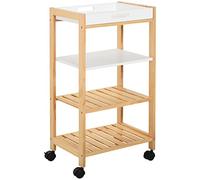 HOMCOM Carrito de Cocina 4 Niveles con Estante 40x30x76 cm Blanco Madera