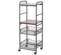 HOMCOM Carrito de Cocina Auxiliar Microondas 40x38x111cm Nogal y Negro