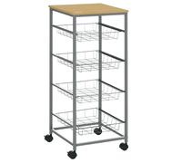 HOMCOM Carrito de Cocina Baño con Ruedas 5 Niveles Isla de Cocina Carrito de Servicio Acero MDF 36.5x36.5x89cm Carga 20kg Aosom España