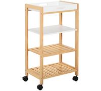 HOMCOM Carrito de Cocina Carrito de Servicio Doméstico de 4 Niveles con Una Bandeja Extraíble Estante Ruedas Universales 40x30x76cm Aosom España