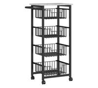 HOMCOM Carrito de Cocina, Carrito Verdulero para Cocina con Ruedas, 4 Cestas Deslizables y Marco de Acero, Carrito Auxiliar para Comedor, 49,5x31x91 cm, Gris Claro