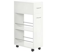 HOMCOM Carrito de Cocina con 1 Cajón, 2 Estantes, Ruedas 25x50x85 cm Blanco