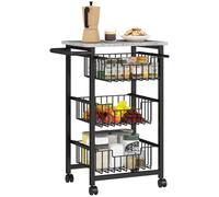 HOMCOM Carrito de Cocina con Ruedas 3 Cestas 49,5x31x69 cm Gris Claro