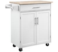 HOMCOM Carrito de Cocina con Ruedas Carrito de Servicio Isla de Cocina con Cajón Armario y Soporte para Paños - Blanco Aosom España
