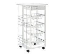 Homcom carrito de cocina con ruedas carro multiusos con cajón 4 cestas extraíbles de metal y bastidores laterales 47x37x83 cm blanco 83 cm