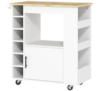 HOMCOM Carrito de Cocina con Ruedas, Estantes, Armario y Porta Botellas, 83x40x83 cm, Roble Aosom España