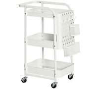 HOMCOM Carrito de Cocina de Acero con Ruedas 51,5x32x75,6 cm Blanco