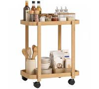 HOMCOM Carrito de Cocina de Bambú de 2 Niveles 54x36,5x60 cm Natural