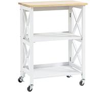 HOMCOM Carrito de Cocina Plegable con Ruedas 40 kg 60x40x84 cm Blanco