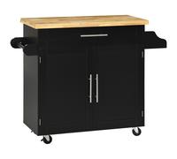 HOMCOM Carrito de Cocina Servicio Isla de Cocina 1 Estante de Especias 1 Portarrollos de Cocina 109x40x89 cm Negro Aosom España