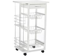 HOMCOM Carrito de Cocina sobre Ruedas Blanco Pino