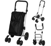 HOMCOM Carrito de Compras Bolsa de 46 L Carro de Compra Plegable con Compartimento Isotérmico Asa Ajustable Armazón de Aluminio Negro Aosom España