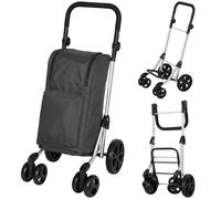HOMCOM Carrito de la Compra Bolsa de 46 L Plegable con Bolsa Refrigerada Asa Ajustable Armazón de Aluminio Gris Oscuro Aosom España