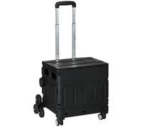 HOMCOM Carrito de la Compra Plegable Carrito para Supermercado con 2 Ruedas para Subir Escaleras 2 Ruedas Universales Ángulo y Longitud de Mango Ajustable Capacidad 35L 48x43x95 cm Negro