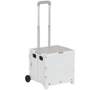 HOMCOM Carrito de la Compra Plegable Carrito para Supermercado con 2 Ruedas Longitud de Mango Ajustable Capacidad 32 litros para Oficina Escuela Hogar 41,5x32,5x85 cm Blanco