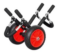 HOMCOM Carrito de Tablas de Surf Carrito de Transporte Plegable con 2 Ruedas Carga 45 kg y Marco de Aluminio para Tablas de Surf con Espesor Inferior a 12,5 cm 64x55x38,5 cm Negro y Rojo