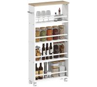 HOMCOM Carrito Servicio 4 Niveles Carrito Cocina Ruedas Asas Natural