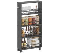 HOMCOM Carrito Servicio 4 Niveles Carrito Cocina Ruedas Asas Negro