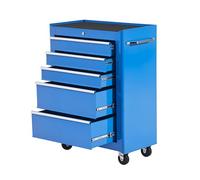 HOMCOM Carro Caja de Herramientas Taller Movil 5 Cajones 4 Ruedas Azul