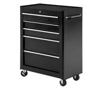 Homcom carro caja de herramientas taller movil 5 cajones 4 ruedas cerradura color negro