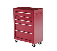 HOMCOM Carro Caja de Herramientas Taller Movil 5 Cajones 4 Ruedas Rojo