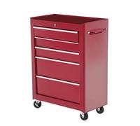 HOMCOM Carro Caja de Herramientas Taller Movil 5 Cajones 4 Ruedas Rojo