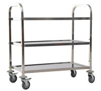 HOMCOM-Carro de Cocina Auxiliar con Ruedas Isla de Cocina, 3 niveles Plateado