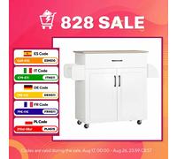 HOMCOM Carro de Cocina con 1 Cajón 2 Puertas Toallero y Especiero 105x36x85 cm White