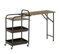 HOMCOM Carro de Cocina con Ruedas Carrito Auxiliar con Estantes de 3 Niveles y 2 Portavasos Multiusos para Comedor 118x36,5x82 cm Aosom España