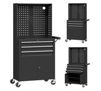 Homcom Carro De Herramientas Con 3 Cajones Y Tabla De Pegboard Negro