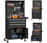 Homcom Carro De Herramientas Con 3 Cajones Y Tabla De Pegboard Negro