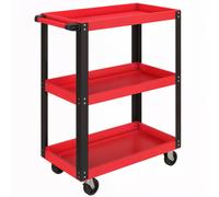 HOMCOM Carro de Herramientas con 3 Estantes Ruedas y Asas para Garaje Mecánico Hogar Carga 120 kg Rojo y Negro