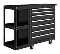 HOMCOM Carro de Herramientas con 7 Cajones Estantería de 3 Niveles Desmontable Sistema de Cierre Central Asa Negro