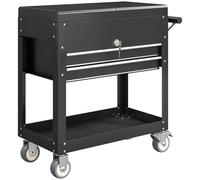 HOMCOM Carro de Herramientas con Ruedas Carro de Taller Móvil con Tapa Deslizante 2 Cajones con Cerradura Bandeja Negro