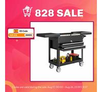 HOMCOM Carro de Herramientas con Ruedas Tapa Deslizante 2 Cajones Negro Black
