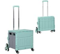 HOMCOM Carro de la compra plegable, carro de la compra con asa telescópica ajustable, escalador con tapa, carro de transporte hasta 80 kg portátil, verde