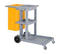HOMCOM Carro de Limpieza con Bolsa 100L Profesional y Multifuncional con 3 Bandejas y 1 Plataforma 113x50.5x96.5cm Aosom España