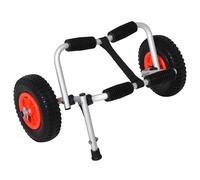 HOMCOM Carro de Transporte Plegable para Kayak Carga 75 kg Aluminio Ajuste Universal con Ruedas Canoa Embarcación 57,5x33x24 cm Plata Aosom España