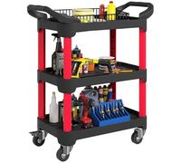 HOMCOM Carro taller 3 estantes con asa, máx 68 kg, negro