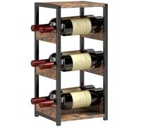 HOMCOM Casillero para botellas de 6 botellas, casillero de vino con bandeja superior y estantes ondulados, estilo industrial, estante para vino para cocina, salón, 22 x 24 x 49,2 cm, marrón rústico