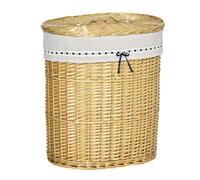 HOMCOM Cesta de la Ropa de Ratán con Tapa Recipiente de Ropa con Asa, Bolsa de Ropa Extraíble, Cestos de Ropa para Baño Lavandería Dormitorio Natural