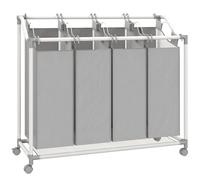 HOMCOM Cesta de ropa móvil, carrito para ropa sucia, cesta con ruedas con 4 sacos extraíbles, 4 x 40L, 97 x 38 x 81 cm, gris Aosom España