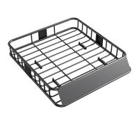 HOMCOM Cesta de Techo Baca Coche para SUVs 110,5x99,5x18,5 cm Negro | Portaequipajes Automóvil Carga 90,7 kg, Deflector, Barandillas, para Pickups y Sedanes