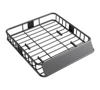 HOMCOM Cesta de Techo Universal para Vehículos de Acero, Baca Portaequipajes Coche Automóvil Carga 90,7 kg con Deflector, Barandillas, para SUVs, Pickups, Sedanes, 110,5x99,5x18,5 cm, Negro
