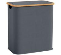 HOMCOM Cesto de ropa doble plegable 80 L cesto de ropa sucia con tapa, asas ranuradas, gris Aosom España