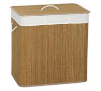 HOMCOM Cesto de Ropa Sucia con Tapa, 144L, Cesta Ropa Sucia de Bambú con 3 Compartimentos, Bolsa Interior Extraíble y Lavable, Asas, para Lavandería, Dormitorio, 60x40x60 cm, Marrón