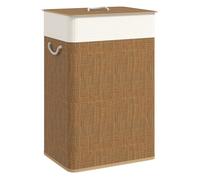 HOMCOM Cesto de Ropa Sucia con Tapa 72L Cesta Colada de Bambú con Bolsa Interior Extraíble y Asas para Lavandería Dormitorio 40x30x60 cm Marrón