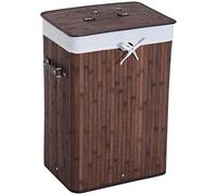 HomCom® Cesto para Ropa Sucia Plegable con Tapa Cesta de Lavandería Rectangular Bambú 70L Marrón Aosom España